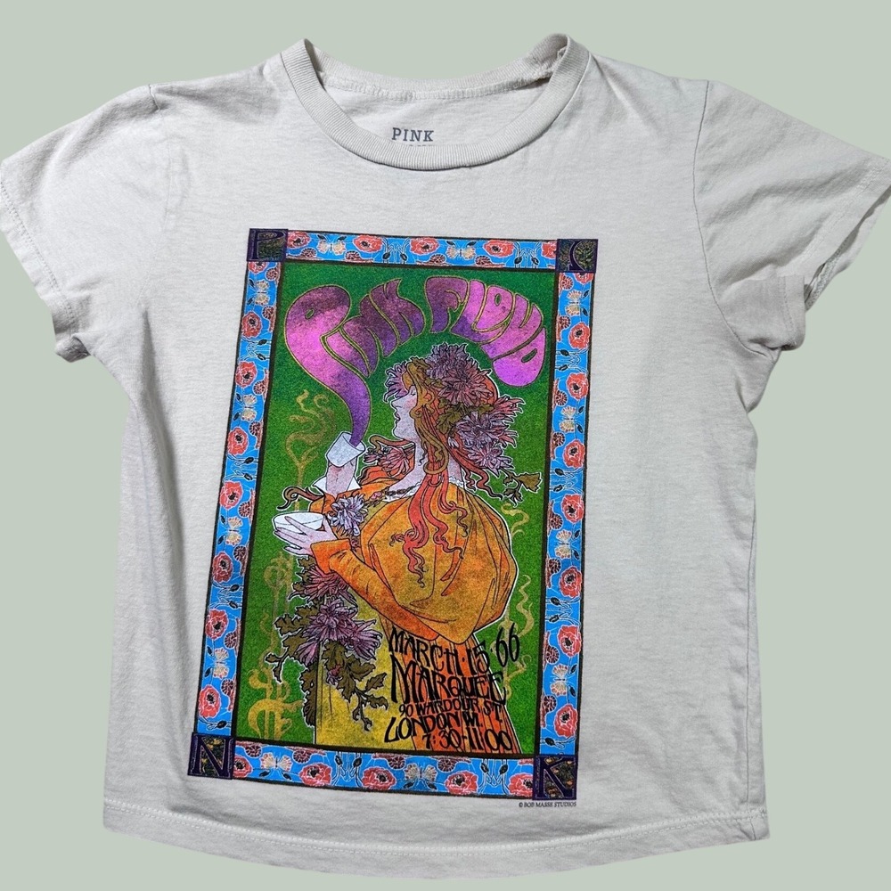 Pink Floyd Marquee London 1966 Graphic T-Shirt Bob Masse Art Cream XS